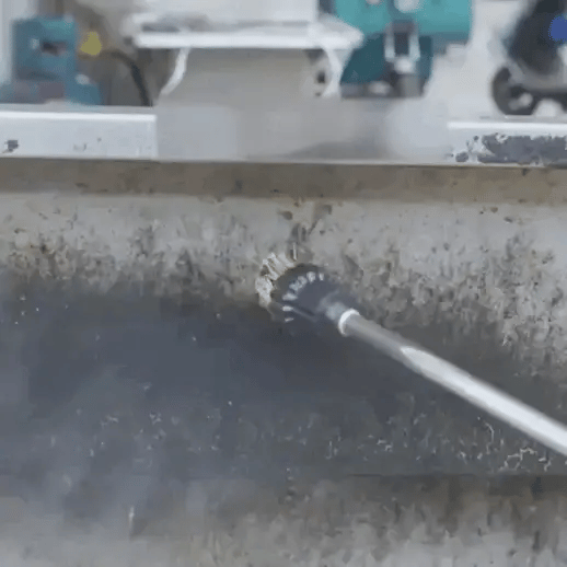 Handheld Sterilization Steam Cleaner cleaning outdoor surfaces — ergonomic non-slip handle for easy control