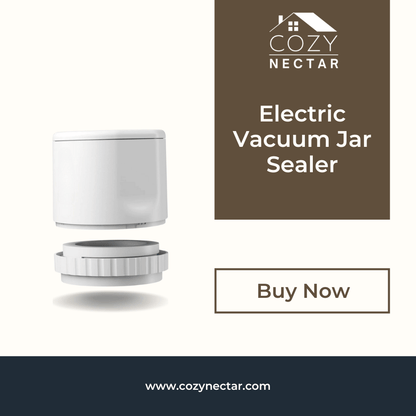 Electric vacuum jar sealer with Cozy Nectar branding on a white background