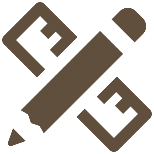 Brown crayon icon on a transparent background